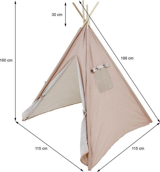 Tente Tipi Premium - KidCollection - 103x103x160cm - Rose