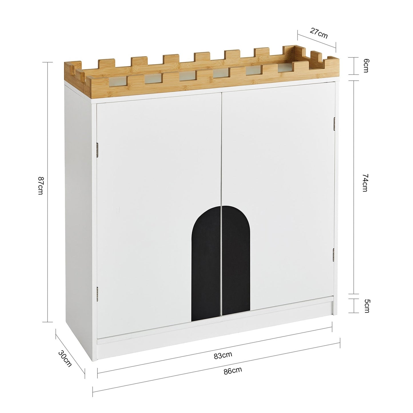 SoBuy Commode enfant - 2 portes et 2 étagères - Blanc - 86 x 30 x 87 cm