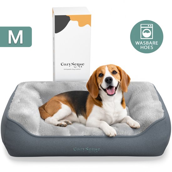 CozySense® Coussin orthopédique pour chien 75x45 cm Taille M - Imperméable et lavable - Coussin de banc et lit pour chien - Tissu Sherpa ultra doux - Gris & Anthracite
