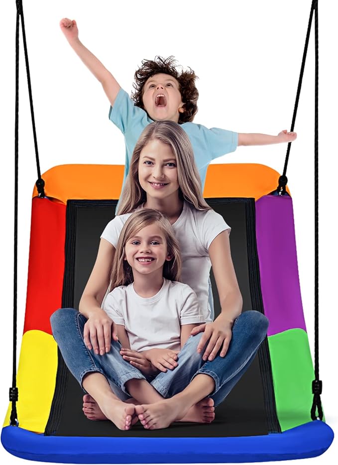 Balançoire d'arbre pour enfants Coast Nest Skel avec corde réglable de 100 à 160 cm, colorée, 123 x 45 cm