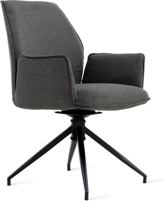 2x Collectables Chaise de salle à manger Jill - Lin Anthracite (Lot de 2)
