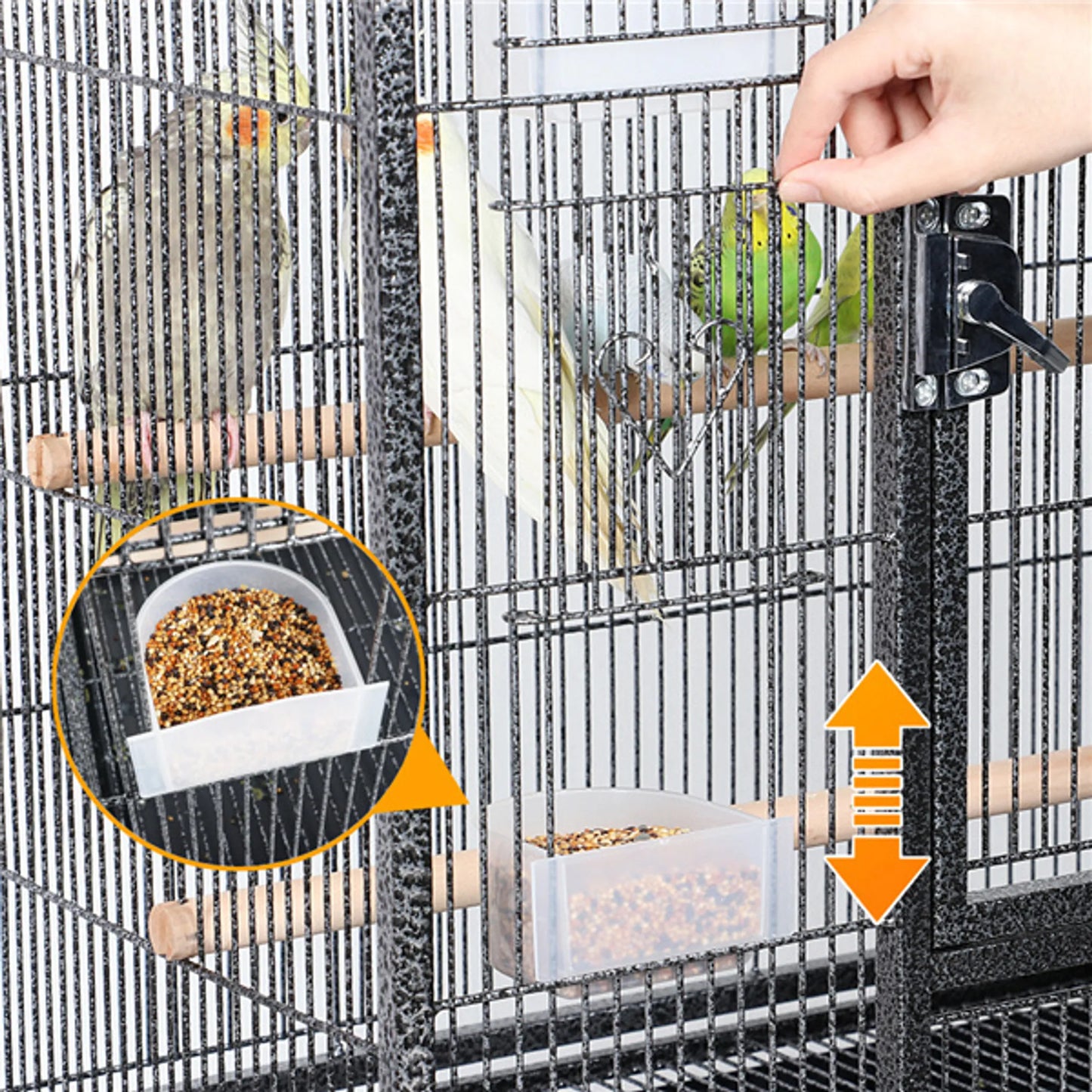 Yaheetech Cage à oiseaux avec base mobile - Avec tiroir amovible et étagère de rangement supplémentaire et 4 mangeoires - Pour perruches, pinsons et canaris - Métal noir peint par poudrage - 61 x 43 x 136 cm