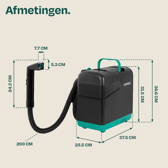 Nettoyeur de taches VONROC avec fonction vapeur - Nettoyeur de tapis - Nettoyeur à vapeur - 1 350 W - puissance d'aspiration de 16 kPa - accessoires et produit nettoyant inclus