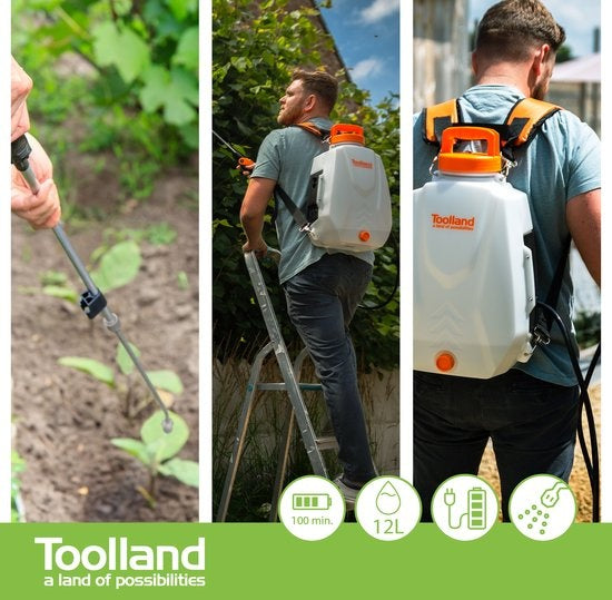 Arroseur dorsal Toolland avec batterie rechargeable - 12 L