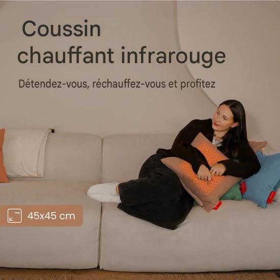 Auronic Oreiller chauffant - Classic - 45x60 - Sans fil - Rechargeable - Oreiller électrique - Infrarouge - Rose poudré