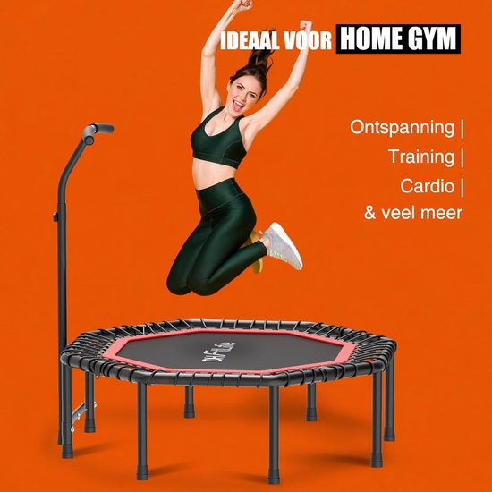 DH FitLife Trampoline Fitness pliable Ø121 cm - Trampoline d'intérieur sans installation - Avec 3 poignées réglables - Robuste et silencieux, jusqu'à 150 kg, pour enfants et adultes