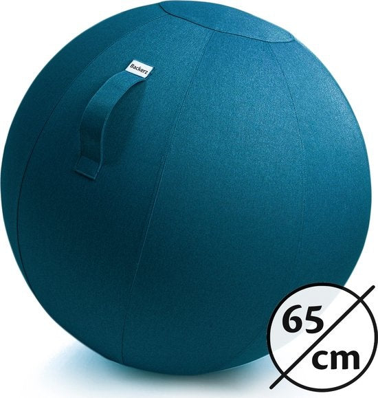 Backerz® Ballon Assis Lin 65 CM - Ballons Assis avec Housse - Tabouret d'Équilibre – Ballon de Yoga de Luxe - Balon de Chaise de Bureau Ergonomique - Vert Bleu