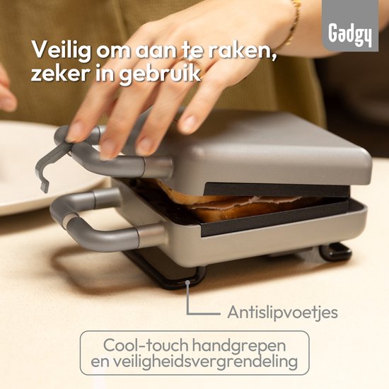 Gadgy Premium Gaufrier – Argent - Gril, appareil à croque-monsieur et gaufrier 3-en-1 - Plaques interchangeables - 600 W - Très puissant - Gaufre bruxelloise