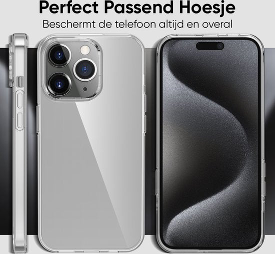 Phone Case Transparent Fit Iphone 15 Pro Case Transparent With Screen Protector Protective Glass