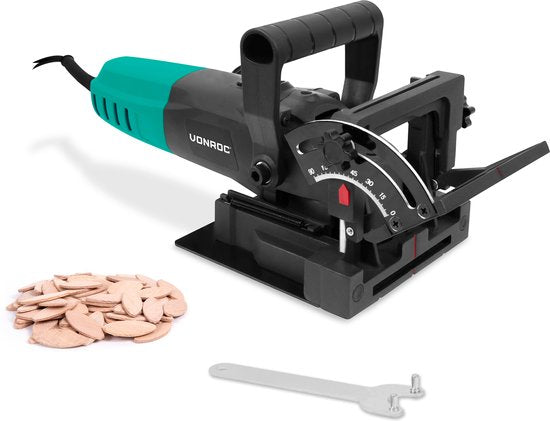 VONROC Flap cutter 900W - Dowel cutter - Inclus 50 lames (taille 20) et sac de collecte des poussières