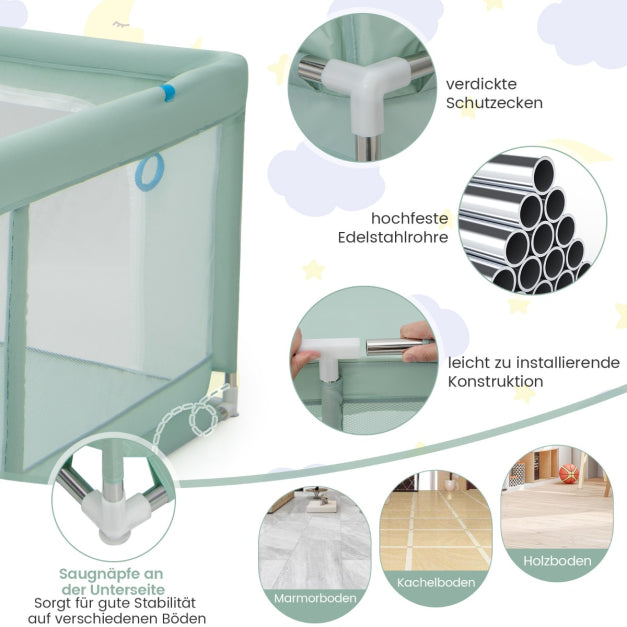 Coast Baby Box - Sans BPA - Boîte à portes - 4 poignées et 50 boules océaniques - 200 x 180cm - Vert