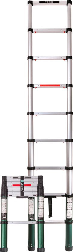 VONROC Professional Échelle télescopique - 2.6m - avec fermeture souple - Sûre et solide