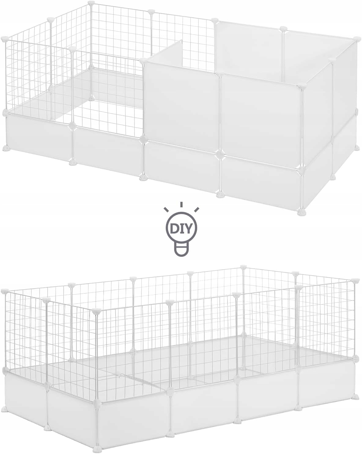 Enclos modulaire pour animaux Eugad avec fond - Blanc - 142 x 71 x 53 cm