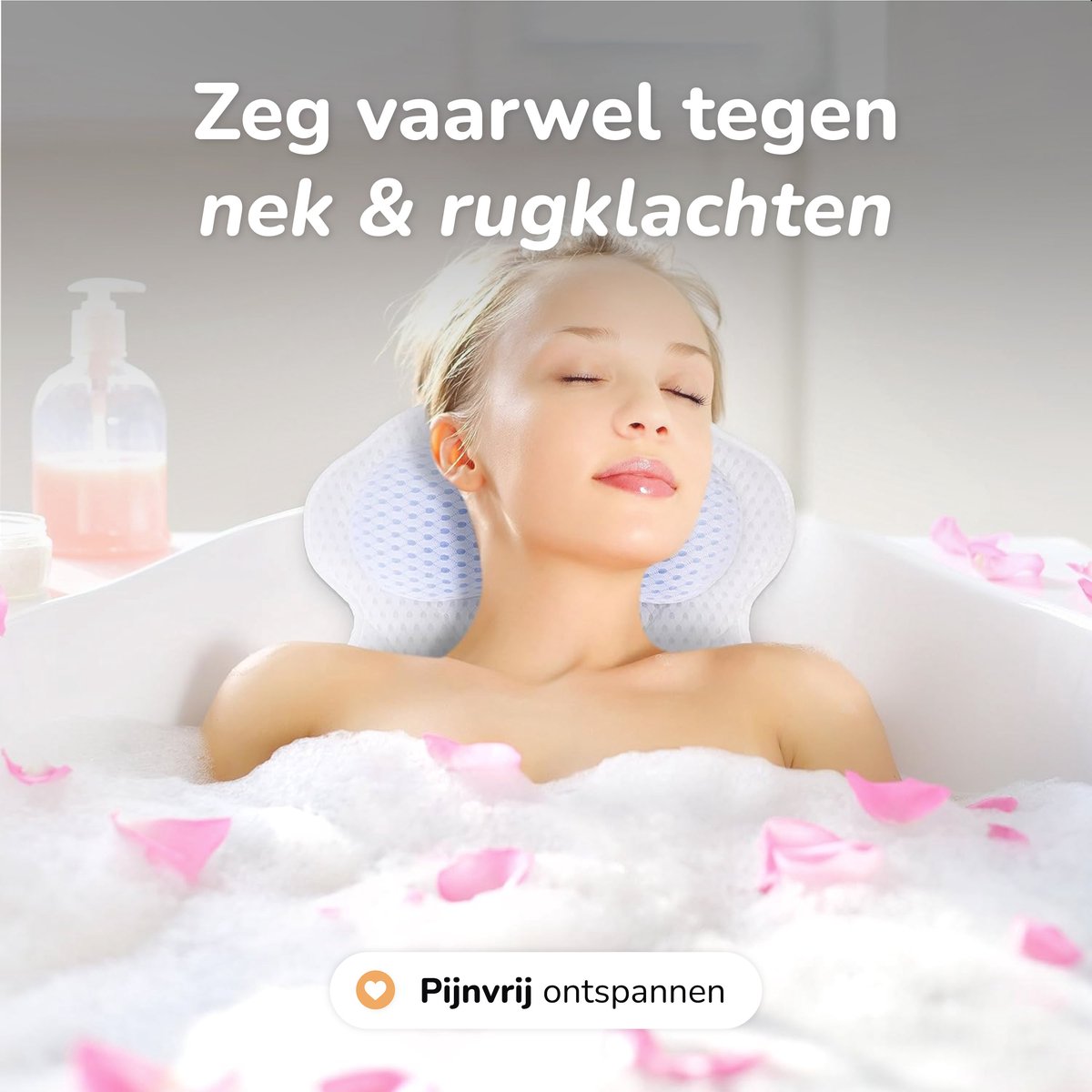 Coussin de bain 17x17 cm - Blanc - Coussin ergonomique et confortable pour la nuque et la tête - Alyze