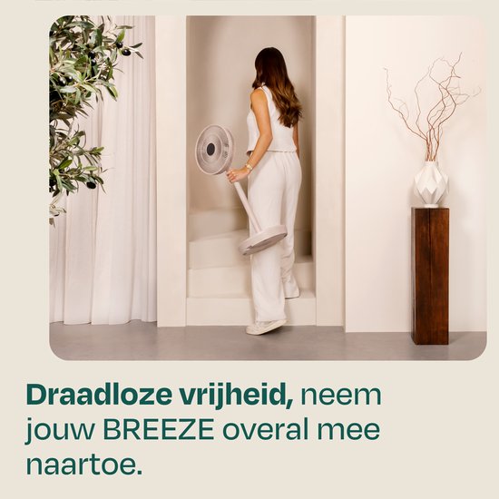 Ventilateur sans fil VONROC BREEZE – Silencieux (<44 dB) – 24 vitesses – léger et portable – 3 modes de ventilation : Naturel, Sommeil, Normal – Modulaire : ventilateur de table et ventilateur sur pied – Écran tactile haut de gamme – Télécommande incluse