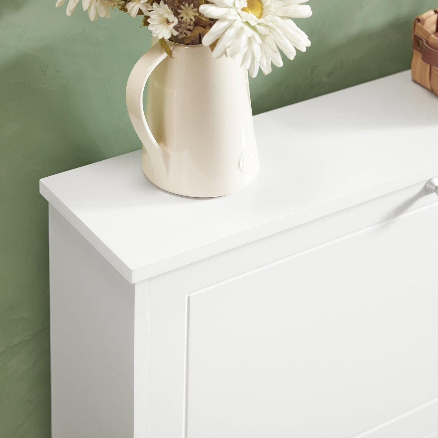 SoBuy Meuble à chaussures avec 2 tiroirs - MDF - 76 x 18 x 78 cm - Blanc