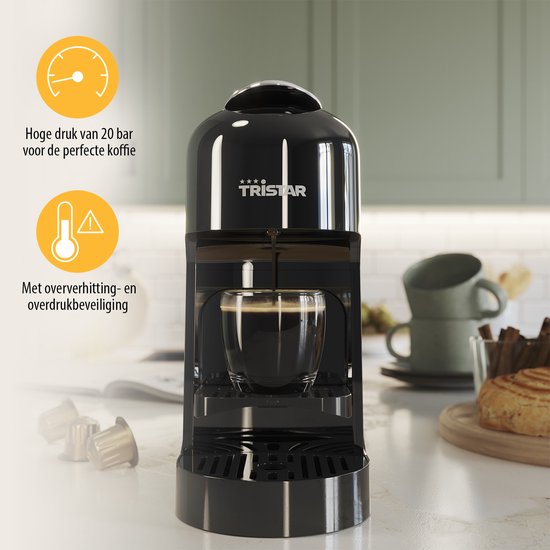 Tristar CM-2302 - Machine à café à dosettes - Compatible Nespresso - 0,8 L - 1 400 W - Compacte et facile à utiliser