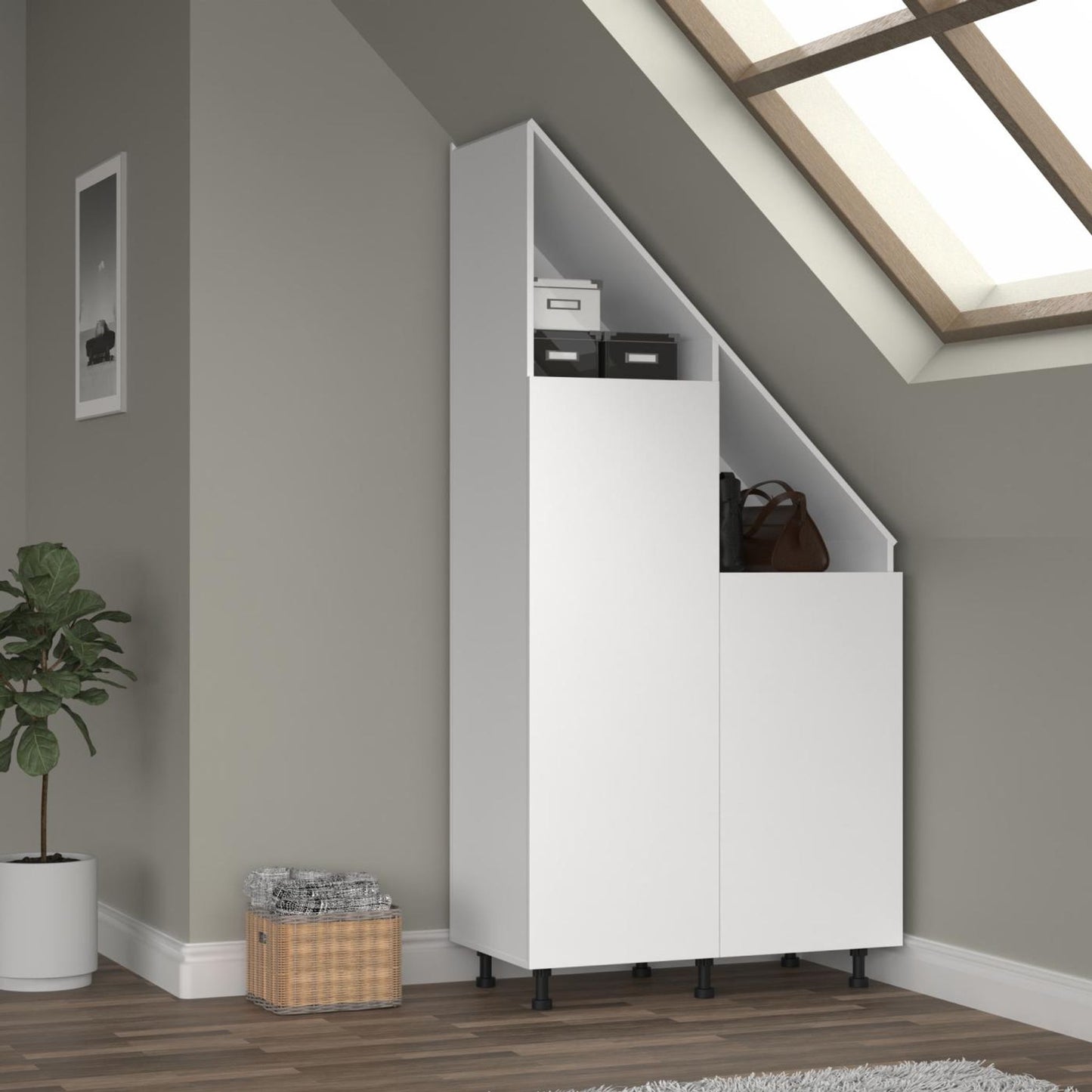 Armoire murale pour murs en pente Vdd - Blanche - Armoire de rangement pour murs en pente
