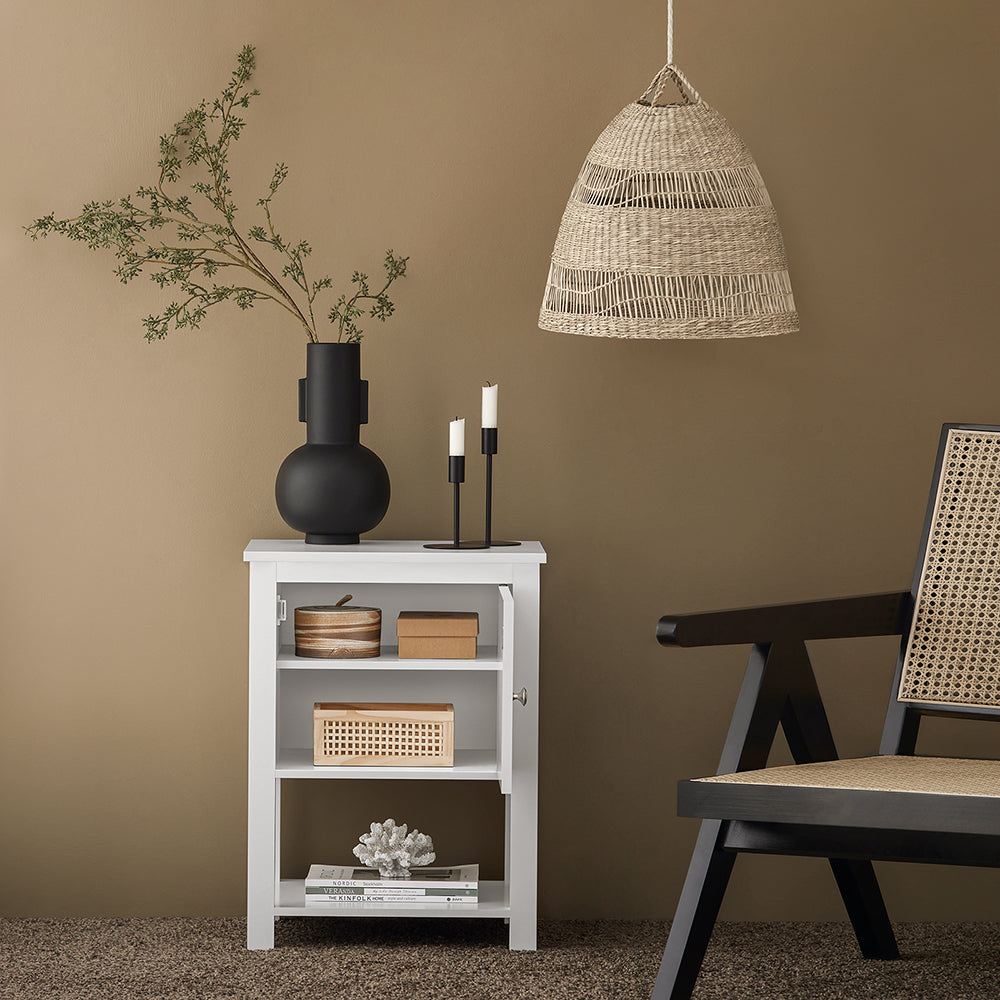 SoBuy FBT113-W Table de nuit Boxspring Bed Sofa Table Side Table Narrow Phone Table Nightstand with 1 Door Nightstand White