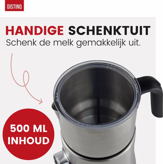 DistinQ® Milk Frother - Mousseur à lait électrique à induction avec affichage - Mousseur à lait électrique lavable au lave-vaisselle - Pour mousser et chauffer