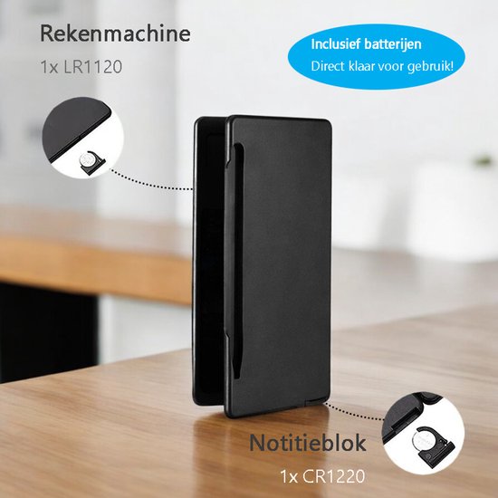 Tech Essentials® Calculatrice scientifique avec bloc-notes numérique et stylo - Noir - Graphique - Grand - Grandes touches - Bureau - École - Étude - Étudiants - Bureau - Écriture - Bloc-notes