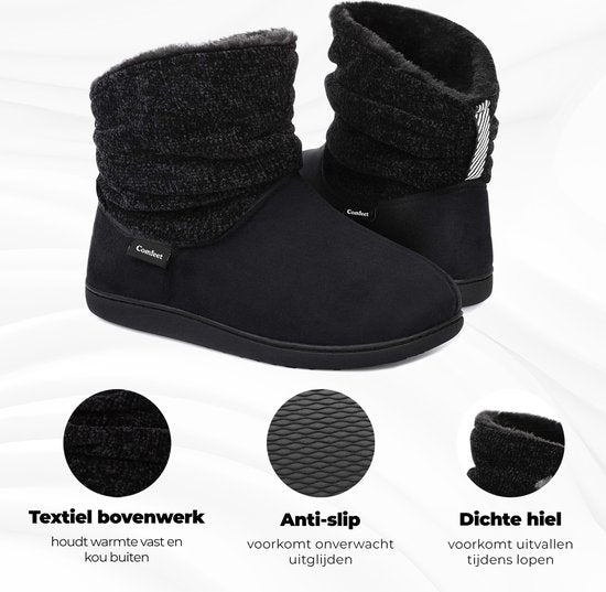 Chaussons Dames - Chaussons - Taille 42/43 - Noir - Antidérapant - Comfeet