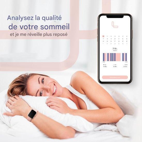Montre Connectée - Lunis - Écran Tactile - Compatible avec Apple & Android, pour Femme et Homme - Or Rose / Rose