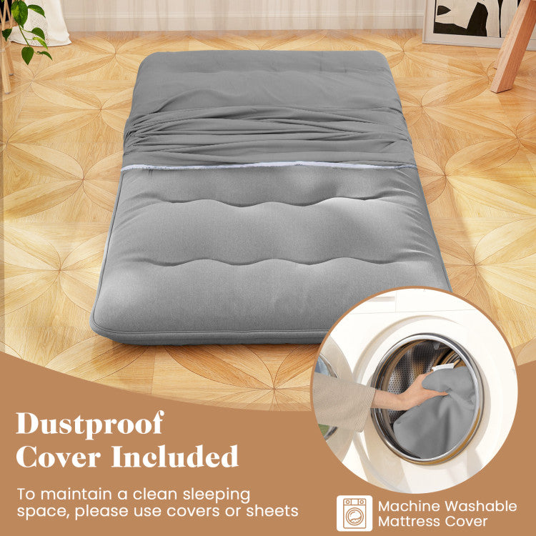 Coast Comfortable Futon Mattress Twin Size 80" x 39" Grey avec housse lavable et sac de transport - Gris avec housse lavable et sac de transport