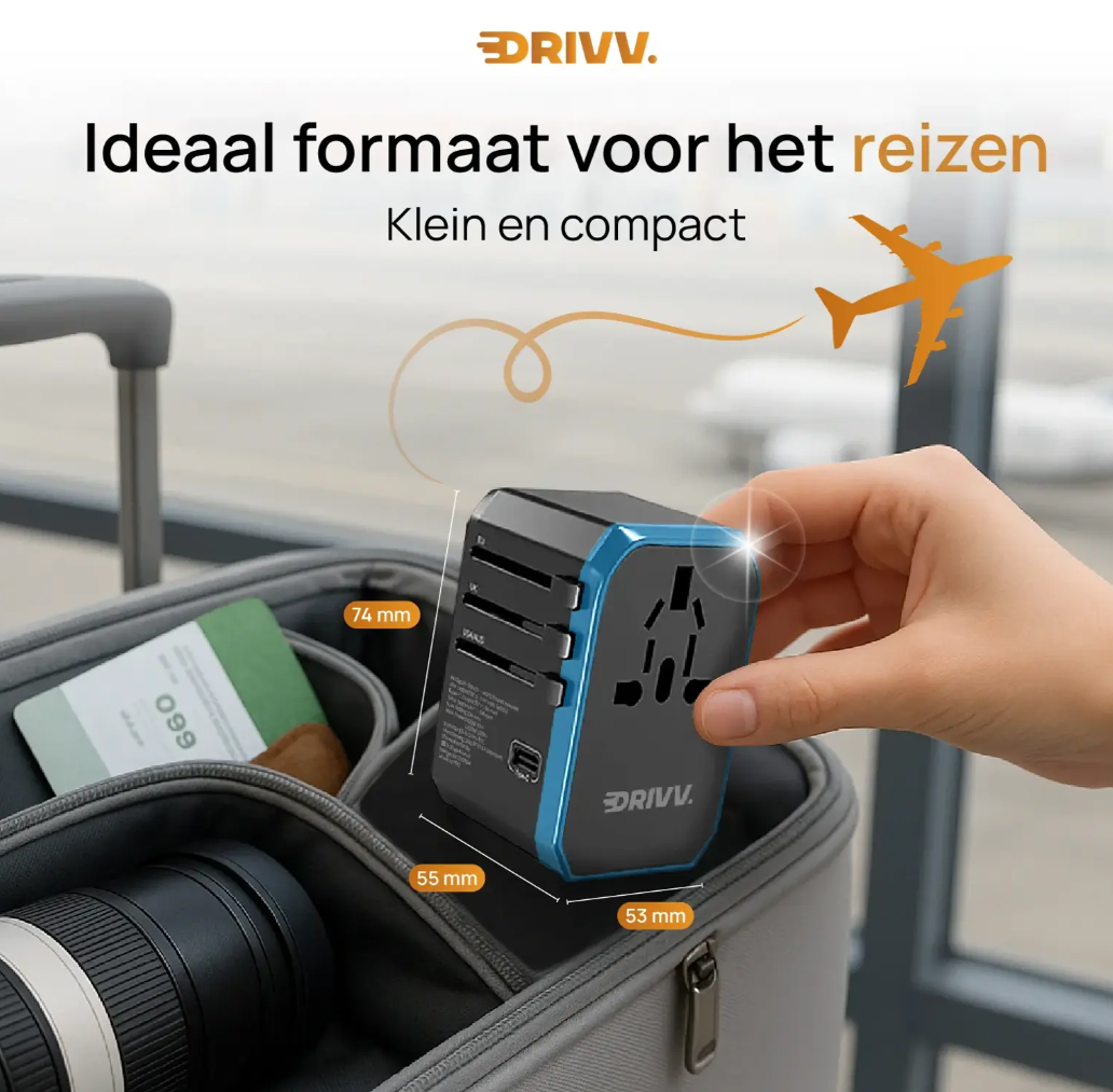 Drivv - Adaptateur universel USB-C - 6 ports - 2 300 W - Compatible avec plus de 150 pays