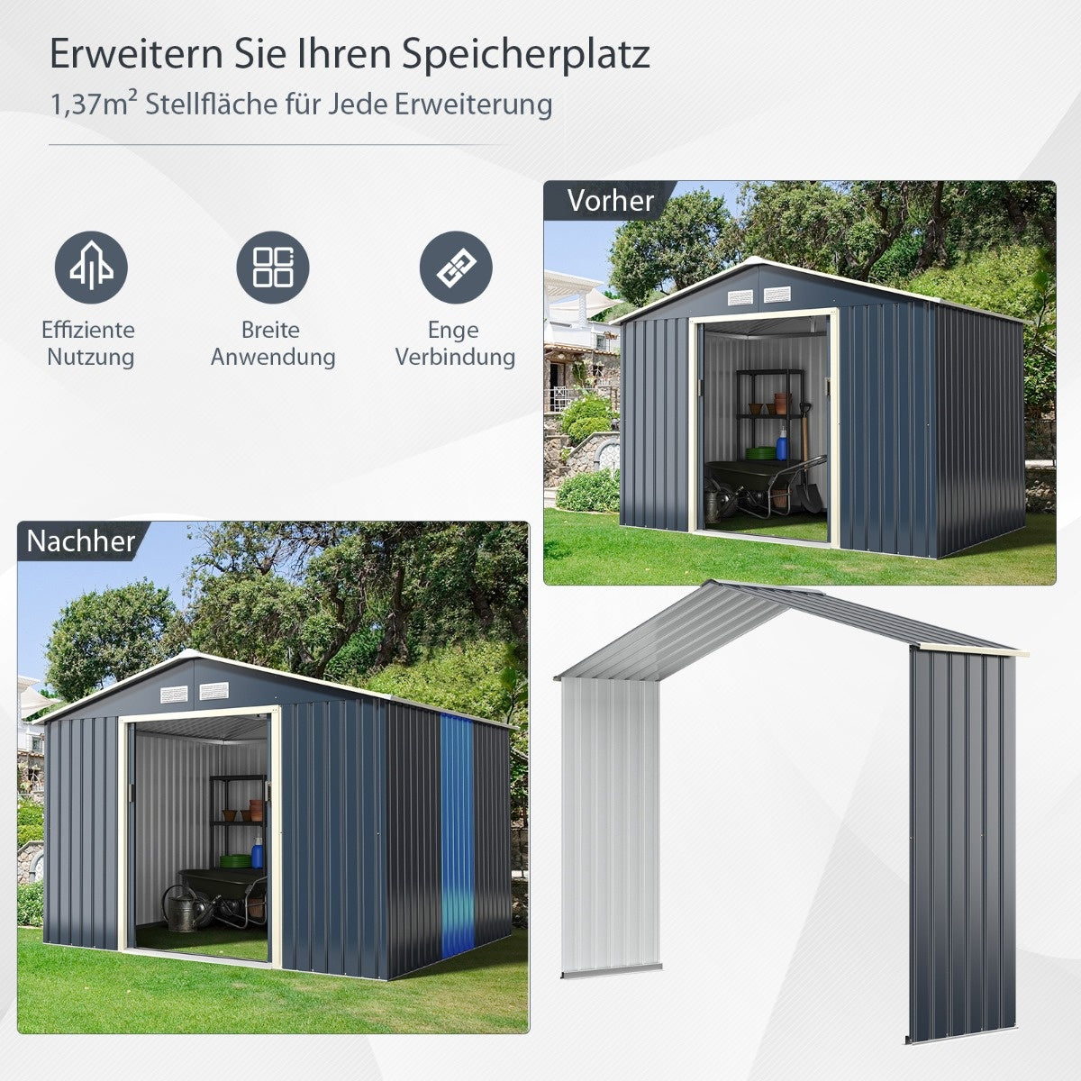 Coast -uitbreiding ingesteld voor metalen schalen buiten uitgebreid 277 x 202 x 64 cm grijs