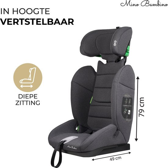 Siège auto Mino Bambino i-Size - Siège auto - Groupe 1/2/3 (76-150 cm) - Gris