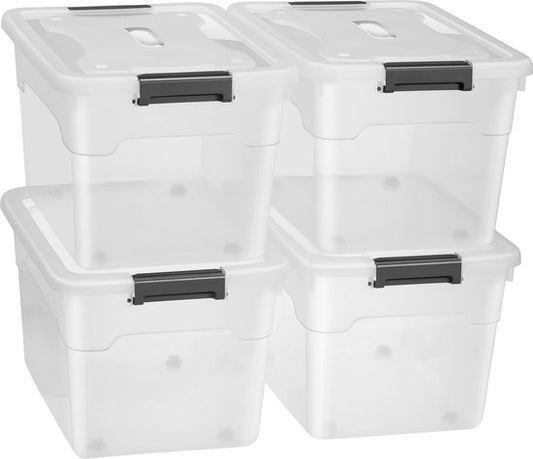 Boîte de rangement / Boîte de rangement 60 L - Plastique - 4 pièces - Couvercle inclus