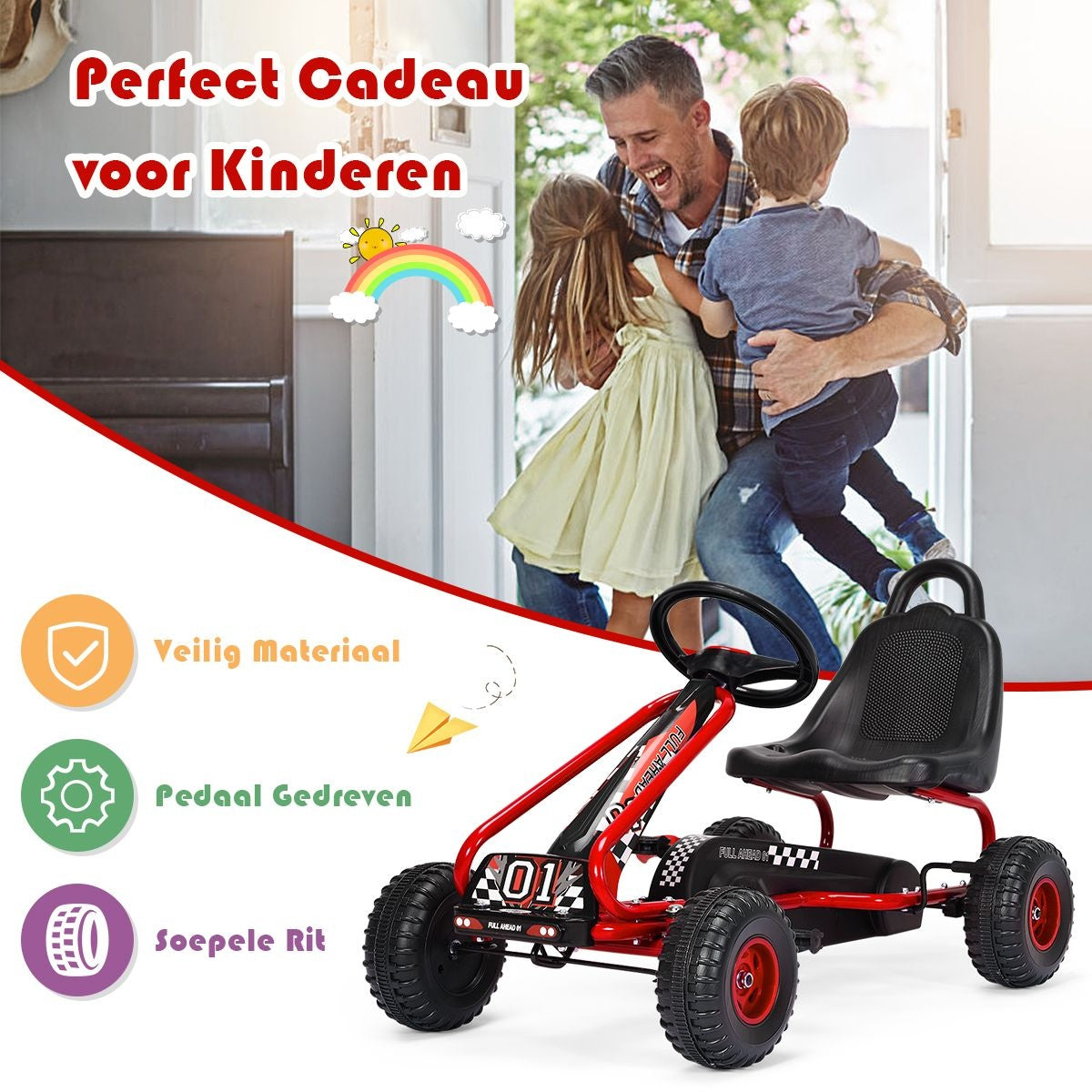 Gokart Go Cart avec frein à main Troll car 30kg véhicule à pédales véhicule à pédales 3-6 ans rouge