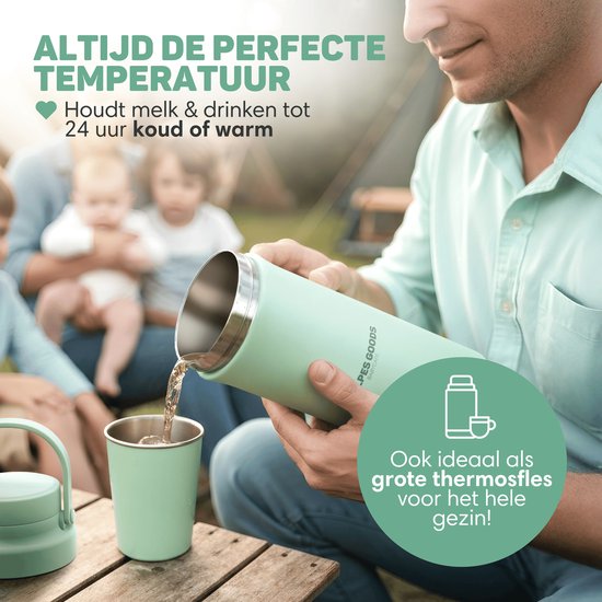 Vulpes Goods® BabyCare - Refroidisseur de lait pour les déplacements - Refroidisseur de lait maternel portable - Bouteille en acier inoxydable de 750 ml + 2 bouteilles de 300 ml sans BPA - Refroidissement jusqu'à 24 heures - Refroidisseur de lait maternel
