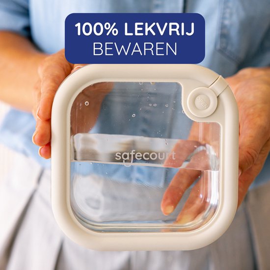 Récipients fraîcheur Safecourt - entièrement en verre (100% sans micro-plastique) - four, congélateur, micro-ondes et lave-vaisselle - set de 5 pièces