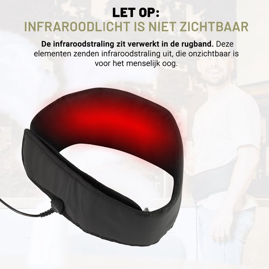 LIROMA® Bande dorsale infrarouge portable - Bas du dos, épaules, jambes - Thérapie infrarouge - Infrarouge lointain - Lampe infrarouge - Bande amincissante - Ceinture de fitness - Bande chauffante - Thérapie par la lumière rouge - Thérapie par la lumière