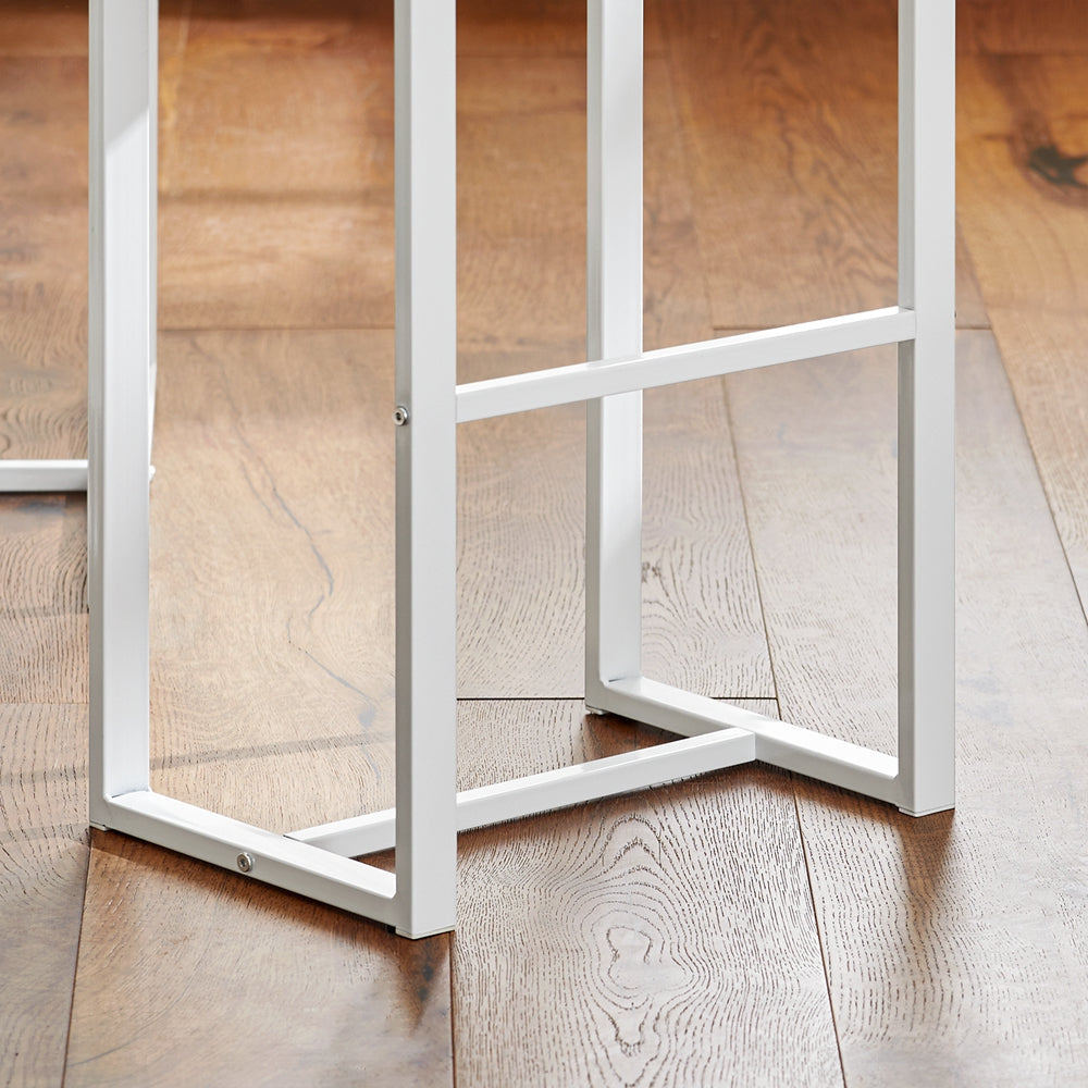 Table de bar et 4 tabourets, SoBuy, Table de cuisine, Moderne, Blanc / Marron