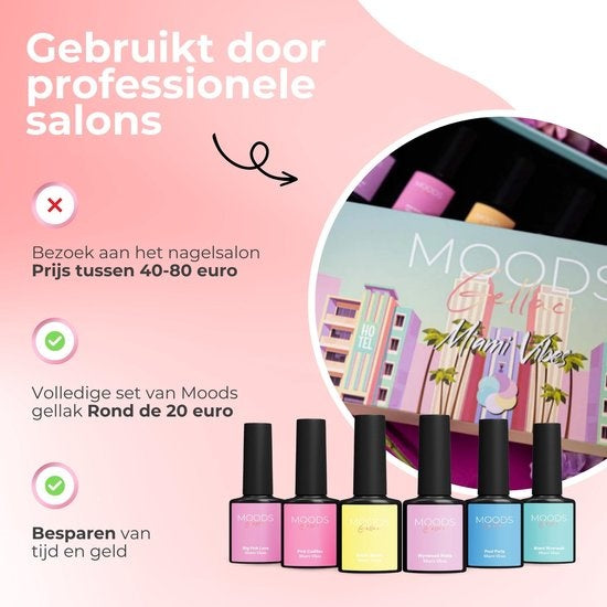 Vernis semi permanent Moods Gellac - Set de 6 pièces - Vernis à ongles en gel - 8ML - Miami Vibes Edition - Gellac - Nails - Gel Polish Starter Pack - Pastel Colours