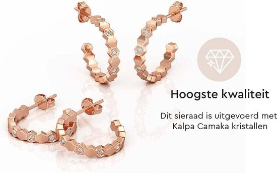 Yolora - Boucles d'oreilles pour dames Boucles d'oreilles - Diamètre 20 mm & cristaux de Kalpa Camaka - Avec plaquage en or rose 18k et boîte cadeau de luxe - Pour la fête des mères et les anniversaires - Plaquage en or rose 18k