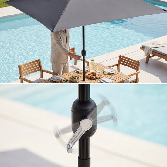 Parasol à mât Tristar - Carré - 200 x 200 cm - Balcon et jardin - Inclinable - Housse de protection incluse - PA-7901 - Gris foncé
