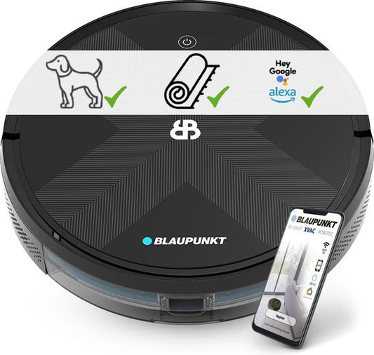 Aspirateur robot - Blaupunkt Bluebot XVAC - Avec station de charge - Navigation gyroscopique - Avec fonction de nettoyage grâce au module de nettoyage disponible séparément