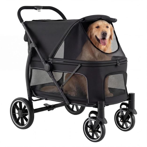 Coast Dog Buggy - Pneus Terrain - 96 x 71 x 102,5 cm - Pliable - Entrée - Compartiment de rangement - Noir