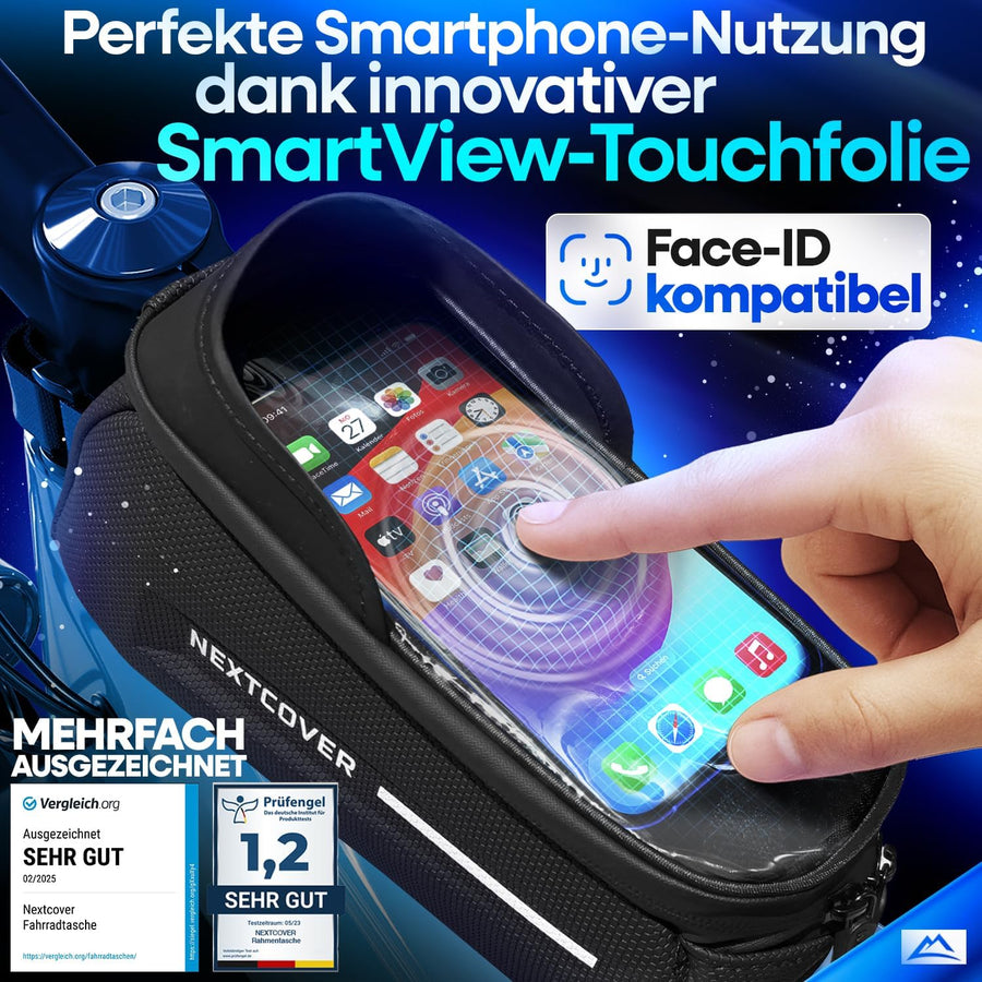 Sacoche de cadre de vélo Nextcover 24 x 10,5 x 15 cm - Sacoche pratique - Écran tactile - Imperméable