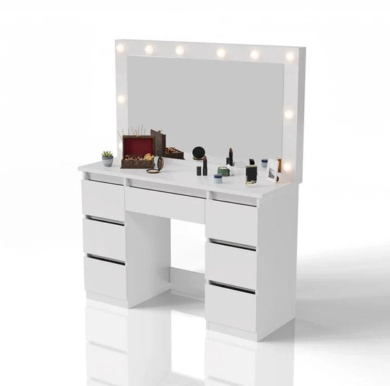 Lilia dressing table / Table de maquillage - Incl. LED et tiroirs - Blanc