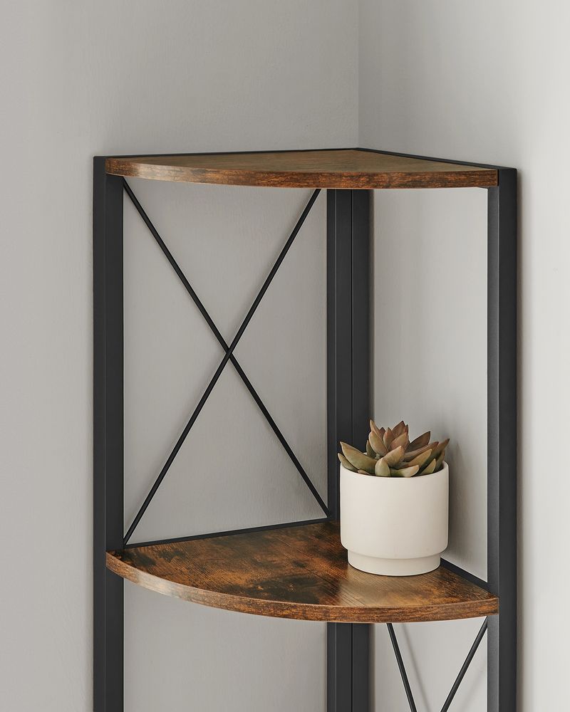 Étagère d'angle Vasagle à 5 niveaux - Marron vintage/Noir - 30 x 30 x 160 cm