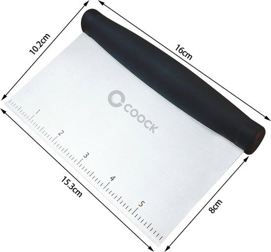 COOCK - Coupe-pâte ergonomique en acier inoxydable - Grattoir à pâte - Couteau à pizza - Coupe-légumes - Grattoir à gâteaux et à tartes