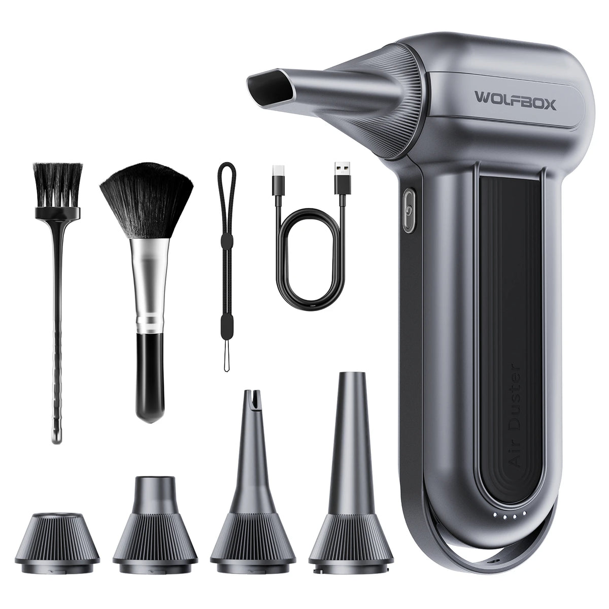 Souffleur d'air électrique WOLFBOX MF100 - 150 000 tr/min - Souffleur d'air sans fil puissant - Rechargeable - Noir