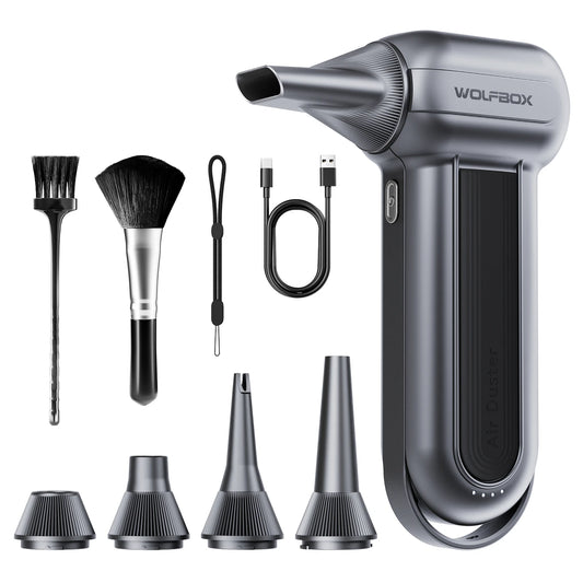 Souffleur d'air électrique WOLFBOX MF100 - 150 000 tr/min - Souffleur d'air sans fil puissant - Rechargeable - Noir