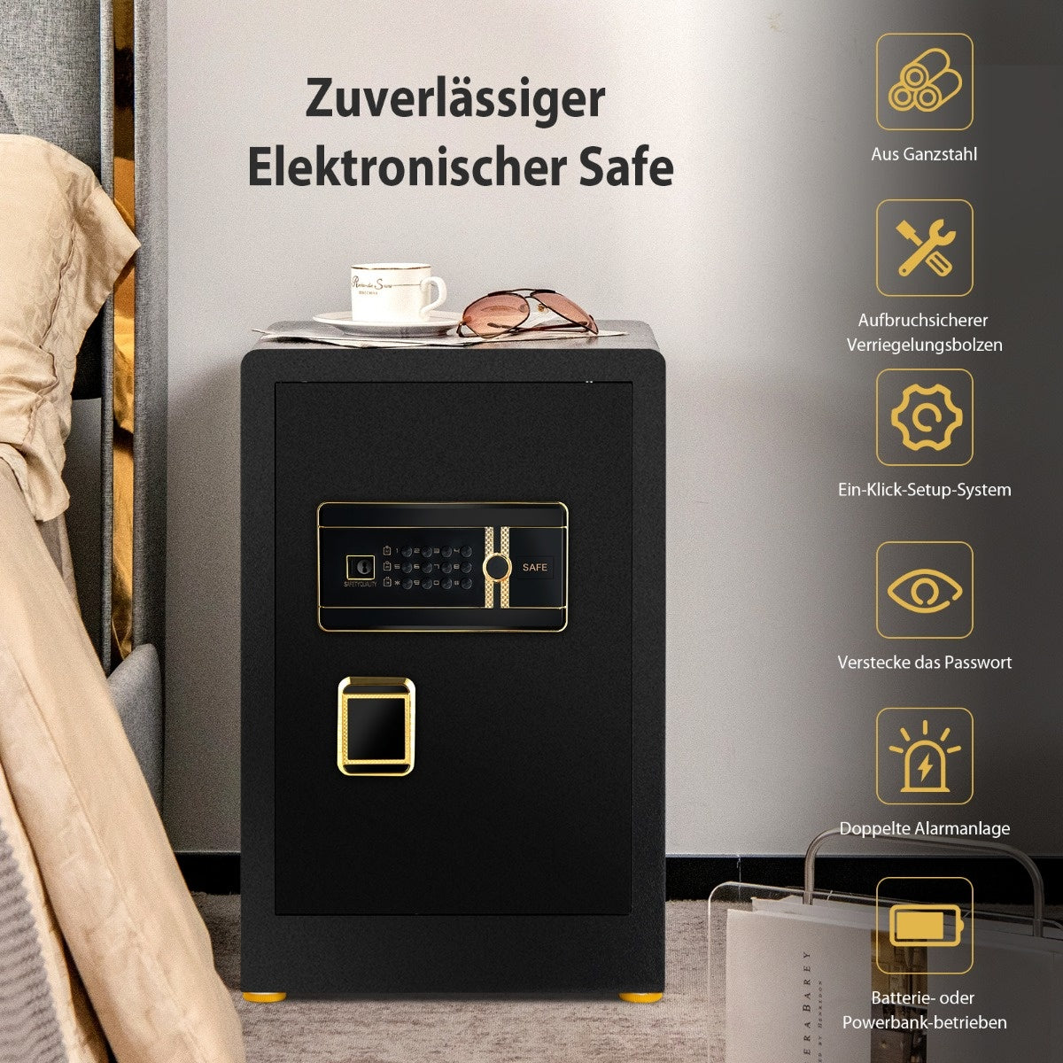 Coast Safe Tresor 42.5 L Coffre-fort pour armoire Stahl-Heimsafe avec clavier numérique et serrure à clé