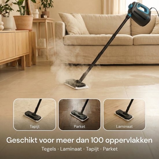Nettoyeur vapeur 2-en-1 CleanKoala – Temps de chauffe de 15 secondes – 30 minutes d'autonomie – 12 accessoires et 3 lingettes supplémentaires inclus